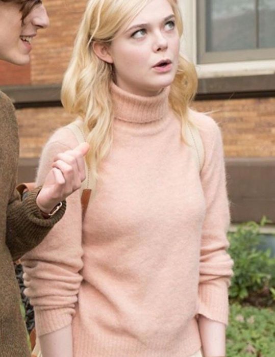 A Rainy Day In New York Elle Fanning Pink Sweater