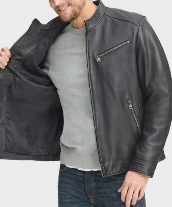 Adam Black Real Leather Jacket