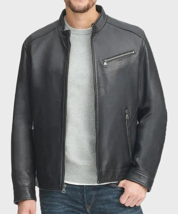 Adam Black Real Leather Jacket