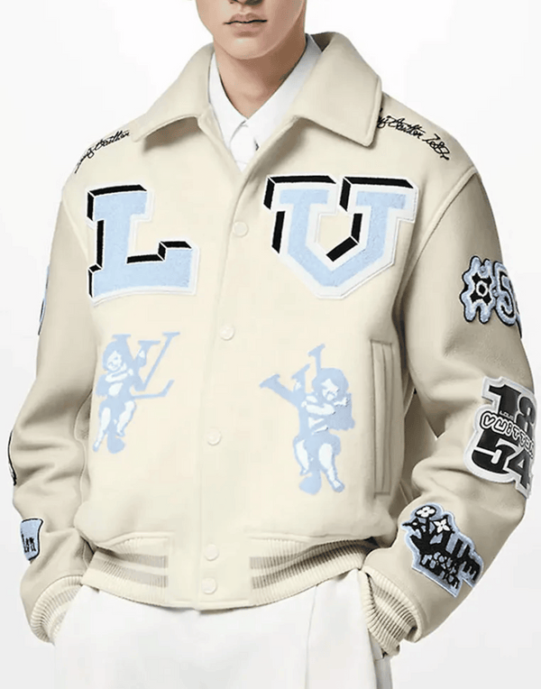 Cream Louis Vuitton Bunny Varsity Jacket