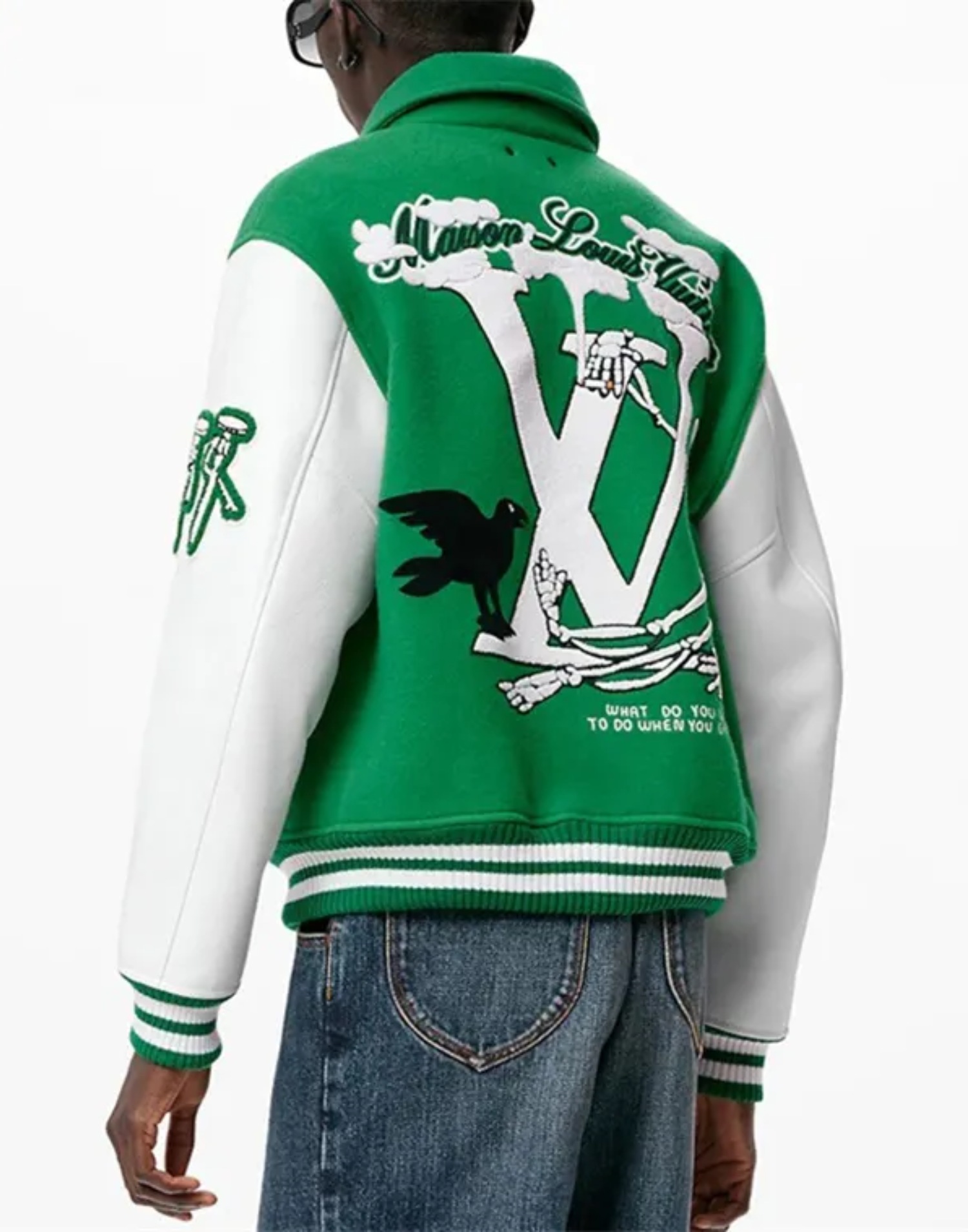 Louis Vuitton Varsity Green Leather Jacket