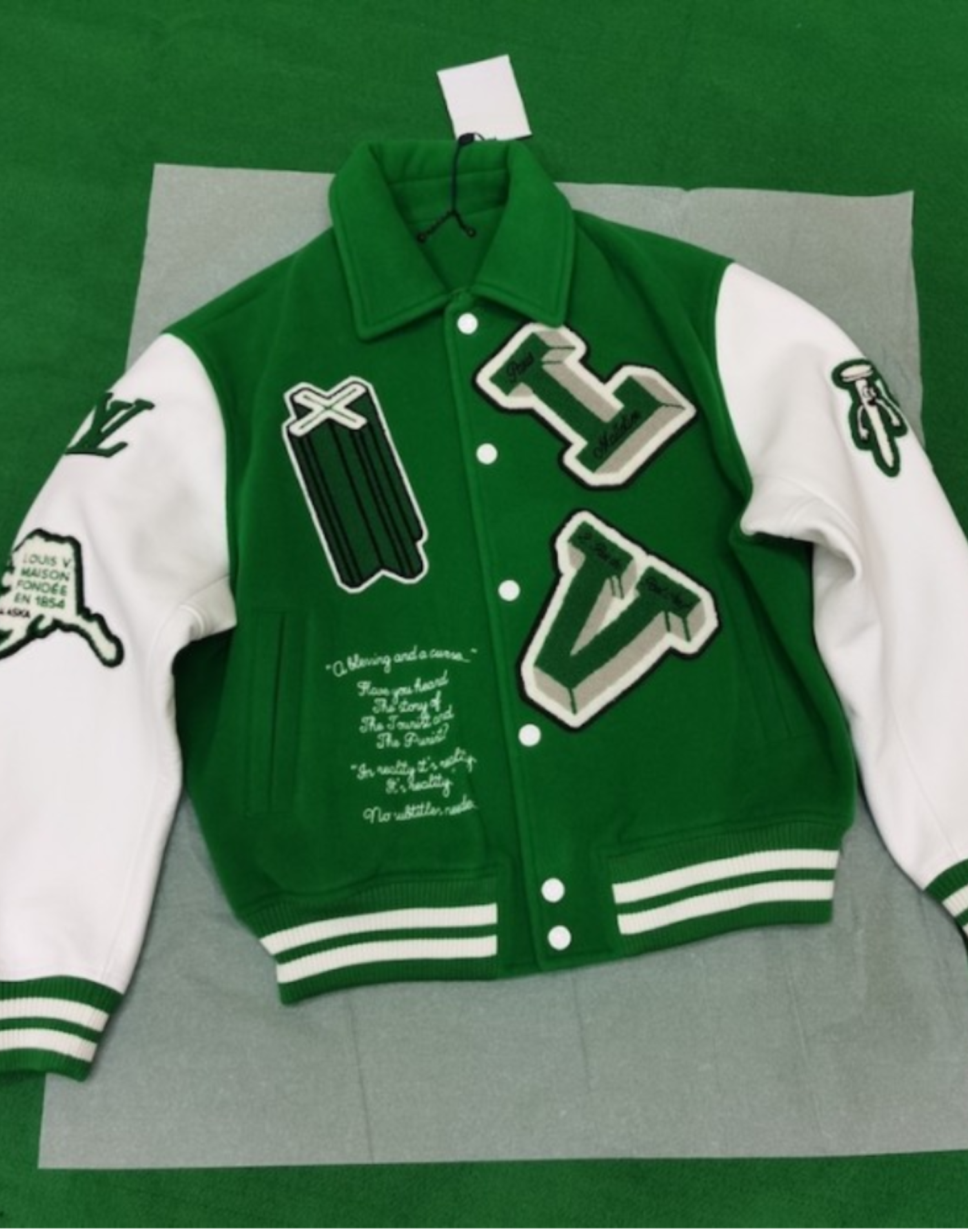 Louis Vuitton Varsity Green Leather Jacket