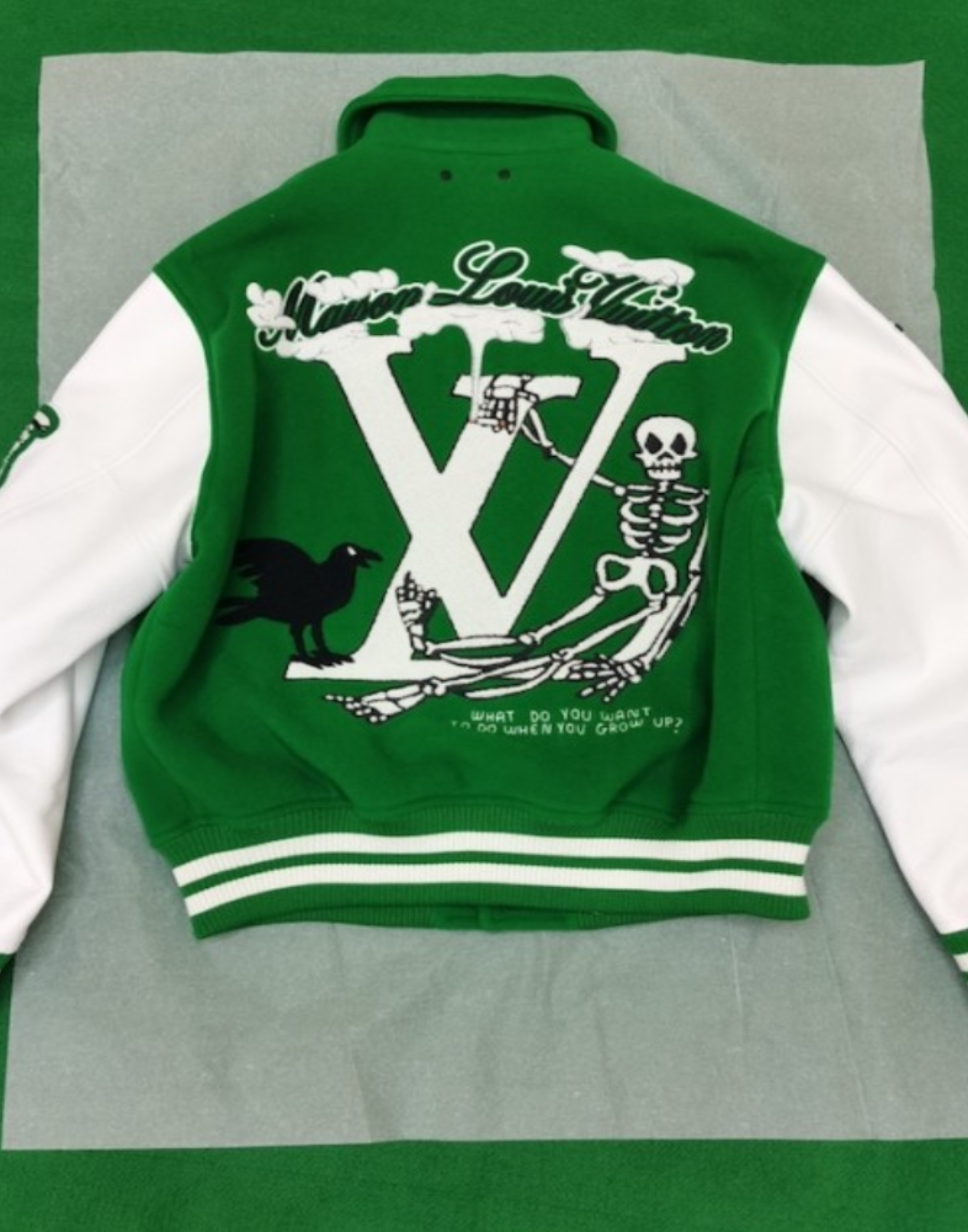 Louis Vuitton Varsity Green Leather Jacket