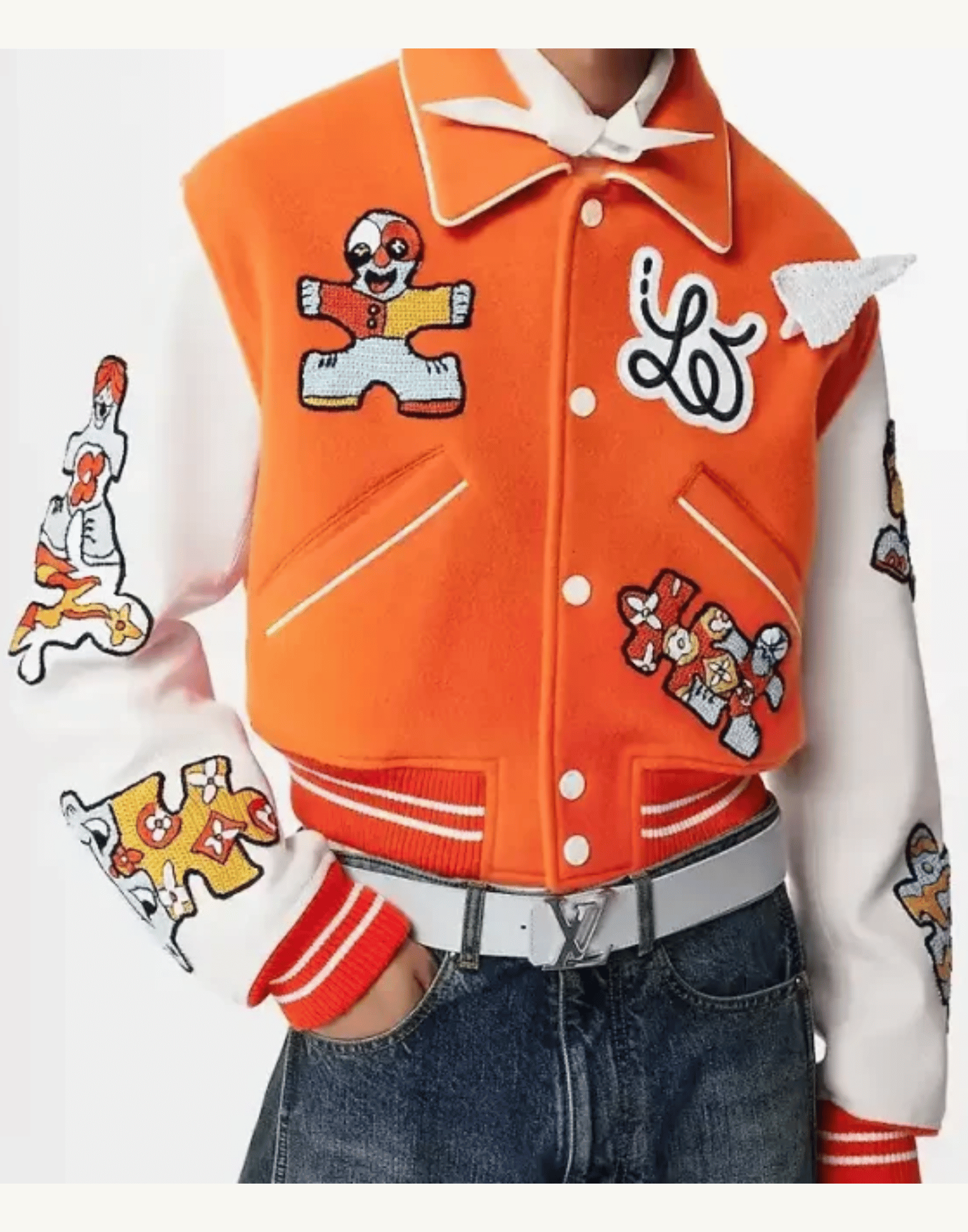 Orange & White Louis Vuitton Varsity Jacket