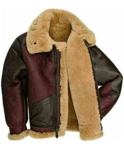 Men's Aviator Faux Shearling George Bomber Leather Jacket