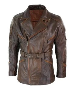 Quarter Length German Motorcycle Brown Leather Coat