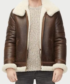 Alex Brown Sheepskin Shearling Aviator Leather Jacket