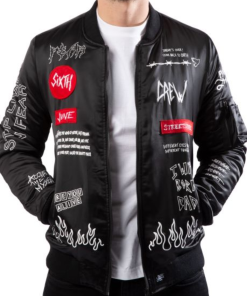 Crew Patches Black Bomber Jacket