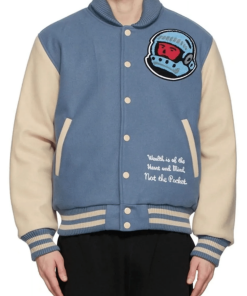 Cafeteria BBC Blue and Off-White Letterman Varsity Jacket