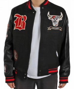 Chicago Bulls Black Leather Jacket