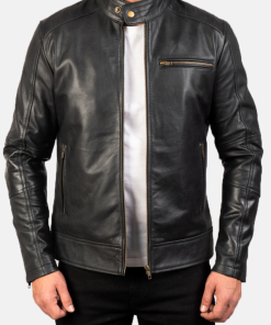 Dean Black Leather Biker Jacket