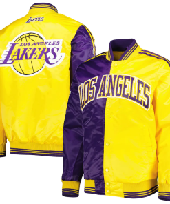 NBA Men's Los Angeles Lakers Starter PurpleGold Fast Break Satin Full-Snap Jacket by TJS