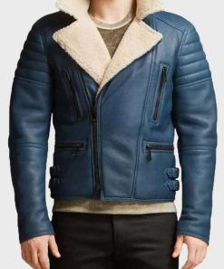 Men’s Asymmetrical Shearling Leather Jacket