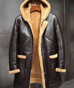 Mens RAF Shearling Fur Sheepskin Leather Coat