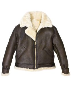 Mens B3 Bomber Aviator WWII Shearling Sheepskin Leather Jacket