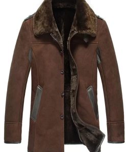 Mens Shearling Brown Reacher Style Coat