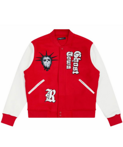 Men’s Red Ghost Town Varsity Jacket