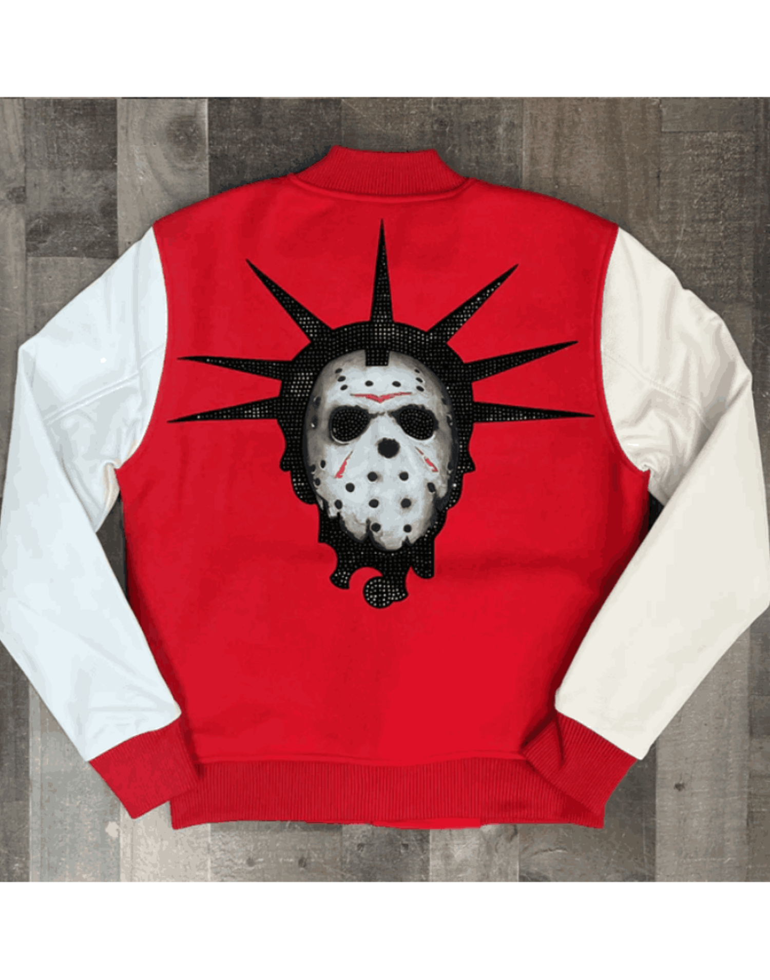 Men’s Red Ghost Town Varsity Jacket - Image 4