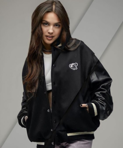 Olivia Rodrigo Sour Black Wool And Leather Jacket