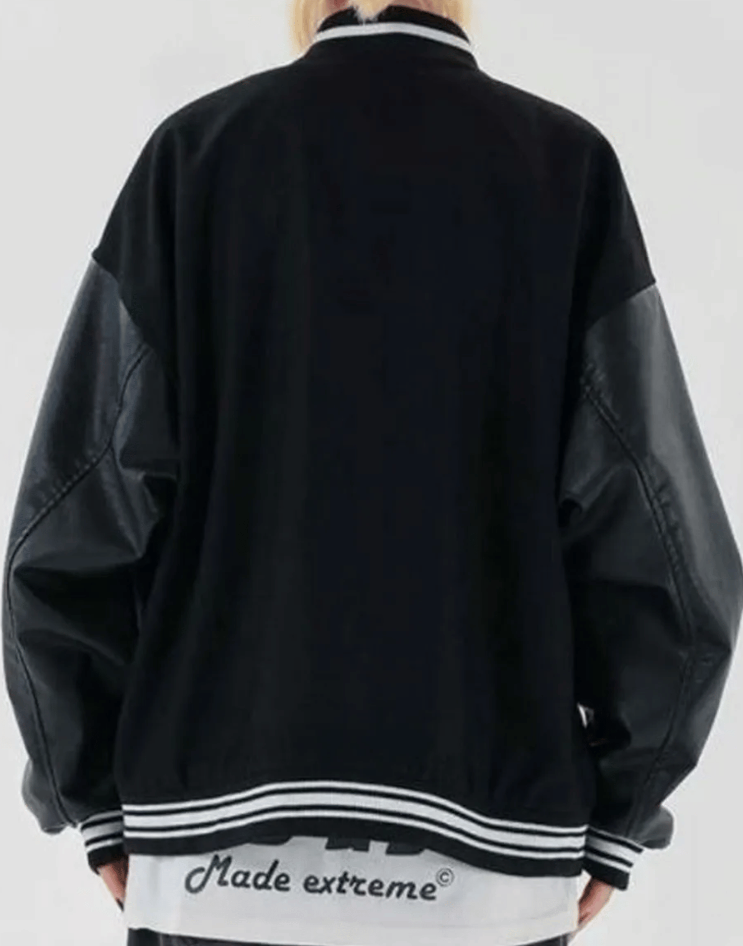 Skeleton Bad To The Bone Patchwork Varsity Jacket - Image 6