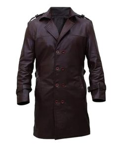 Watchmen Authentic Brown Leather Trench Coat
