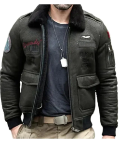 Men's B3 RAF Aviator Bomber Faux Shearling Leather Jacket