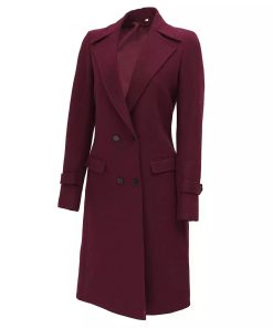Women's Maroon Double Breasted Long Wool Coat – Winter Wrap Coat