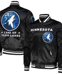 NBA Men's Minnesota Timberwolves Pro Standard Black City Edition Satin Jacket by TJS