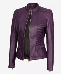 Rachel Women's Purple Slim Fit Moto Leather Jacket